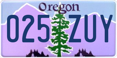 OR license plate 025ZUY