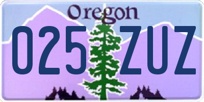 OR license plate 025ZUZ