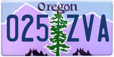 OR license plate 025ZVA