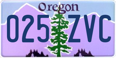 OR license plate 025ZVC