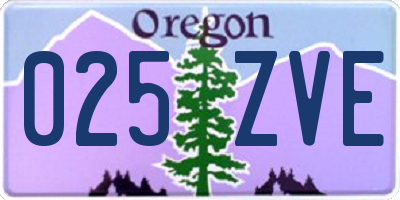 OR license plate 025ZVE