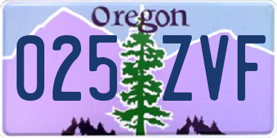 OR license plate 025ZVF