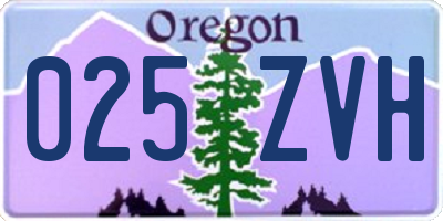 OR license plate 025ZVH