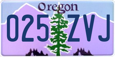 OR license plate 025ZVJ