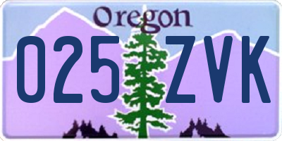 OR license plate 025ZVK