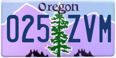 OR license plate 025ZVM