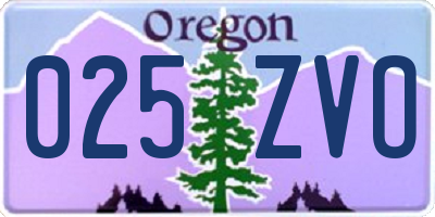 OR license plate 025ZVO