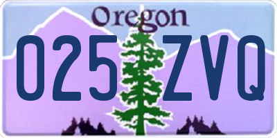 OR license plate 025ZVQ