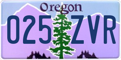 OR license plate 025ZVR