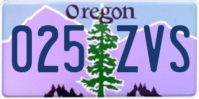 OR license plate 025ZVS