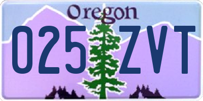 OR license plate 025ZVT