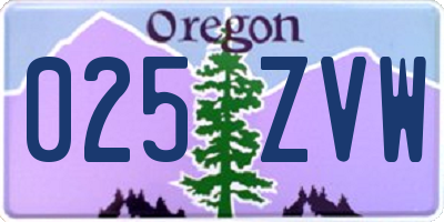 OR license plate 025ZVW