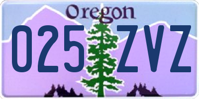 OR license plate 025ZVZ