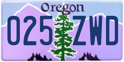 OR license plate 025ZWD