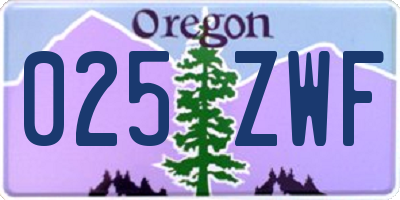 OR license plate 025ZWF