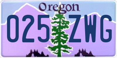 OR license plate 025ZWG