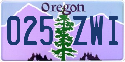 OR license plate 025ZWI