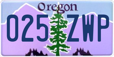 OR license plate 025ZWP