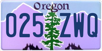 OR license plate 025ZWQ
