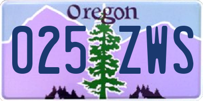 OR license plate 025ZWS