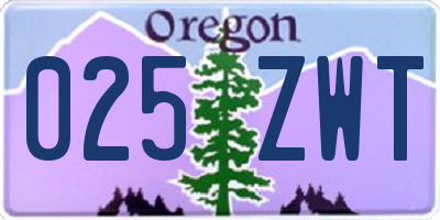 OR license plate 025ZWT