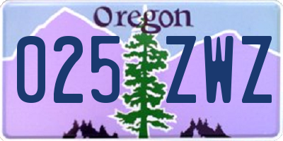OR license plate 025ZWZ