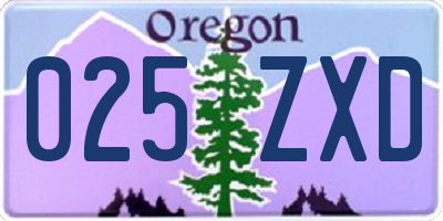 OR license plate 025ZXD