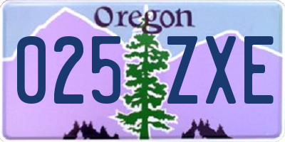 OR license plate 025ZXE
