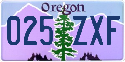 OR license plate 025ZXF