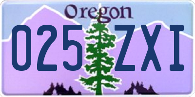 OR license plate 025ZXI