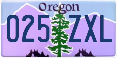 OR license plate 025ZXL