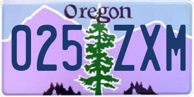 OR license plate 025ZXM