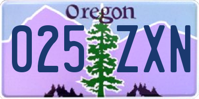 OR license plate 025ZXN