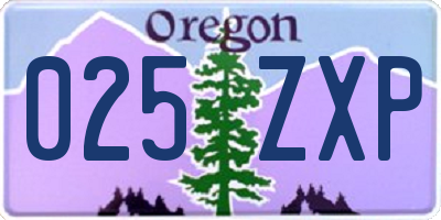 OR license plate 025ZXP