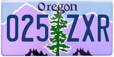 OR license plate 025ZXR