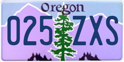 OR license plate 025ZXS