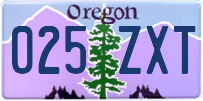 OR license plate 025ZXT