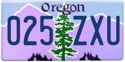 OR license plate 025ZXU