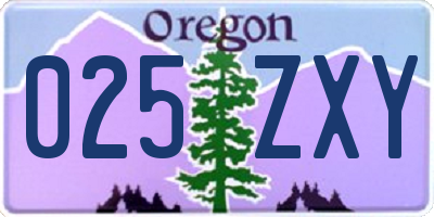 OR license plate 025ZXY
