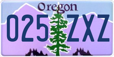 OR license plate 025ZXZ