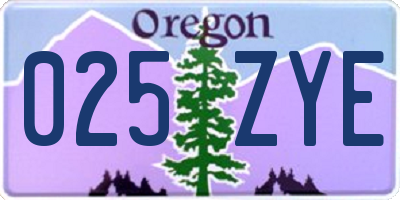 OR license plate 025ZYE