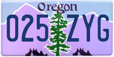 OR license plate 025ZYG