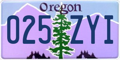 OR license plate 025ZYI