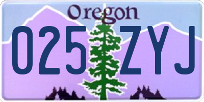 OR license plate 025ZYJ