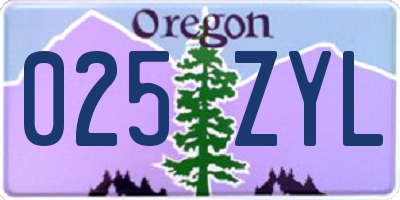 OR license plate 025ZYL
