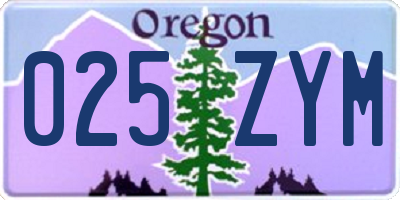 OR license plate 025ZYM