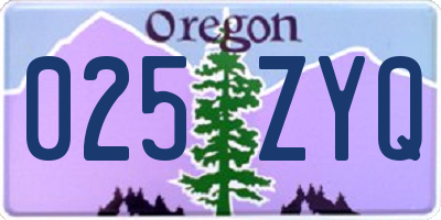 OR license plate 025ZYQ