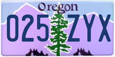 OR license plate 025ZYX