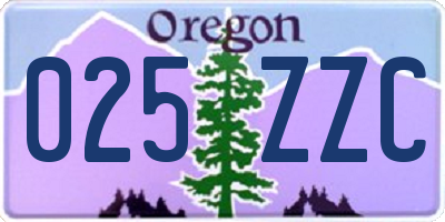 OR license plate 025ZZC