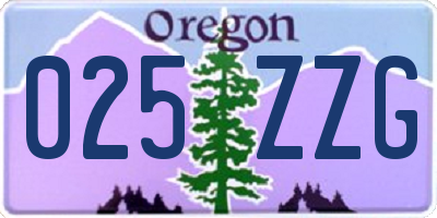 OR license plate 025ZZG